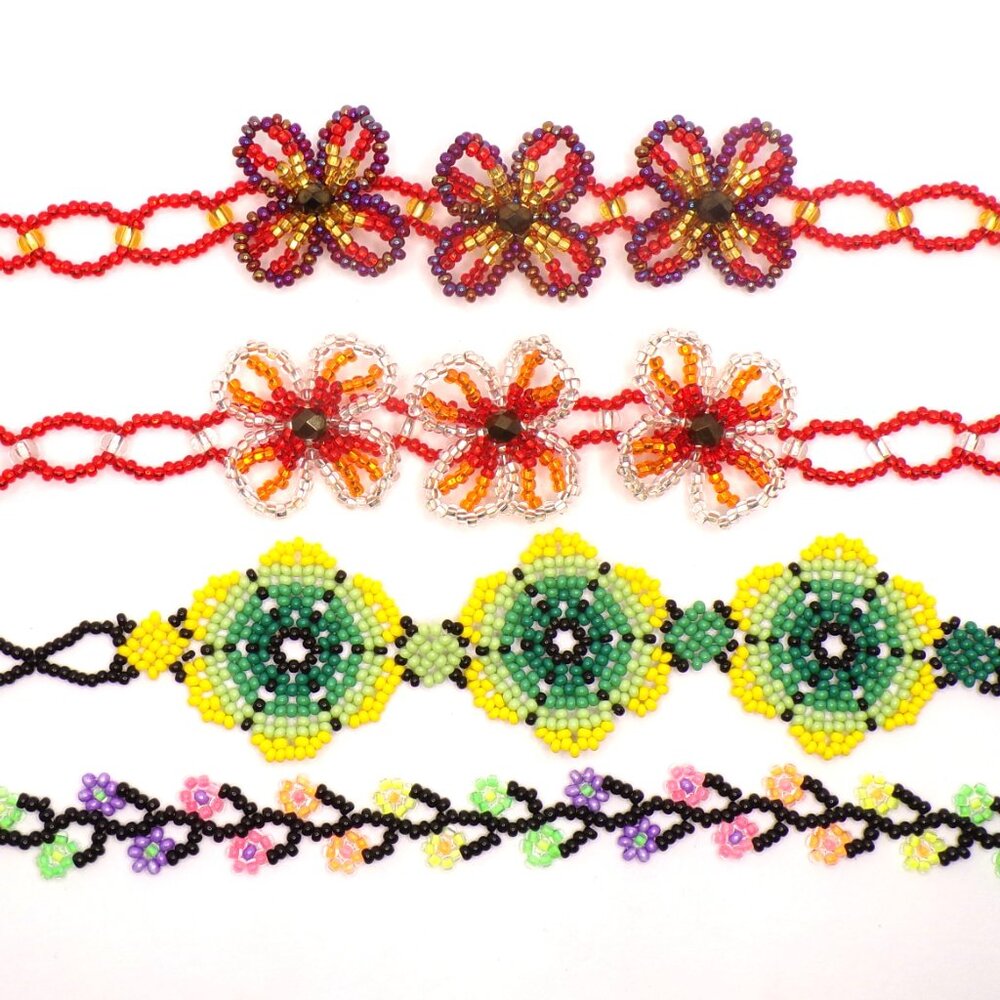 Handmade Artisan Guatemala Beaded Bracelets Set of Four